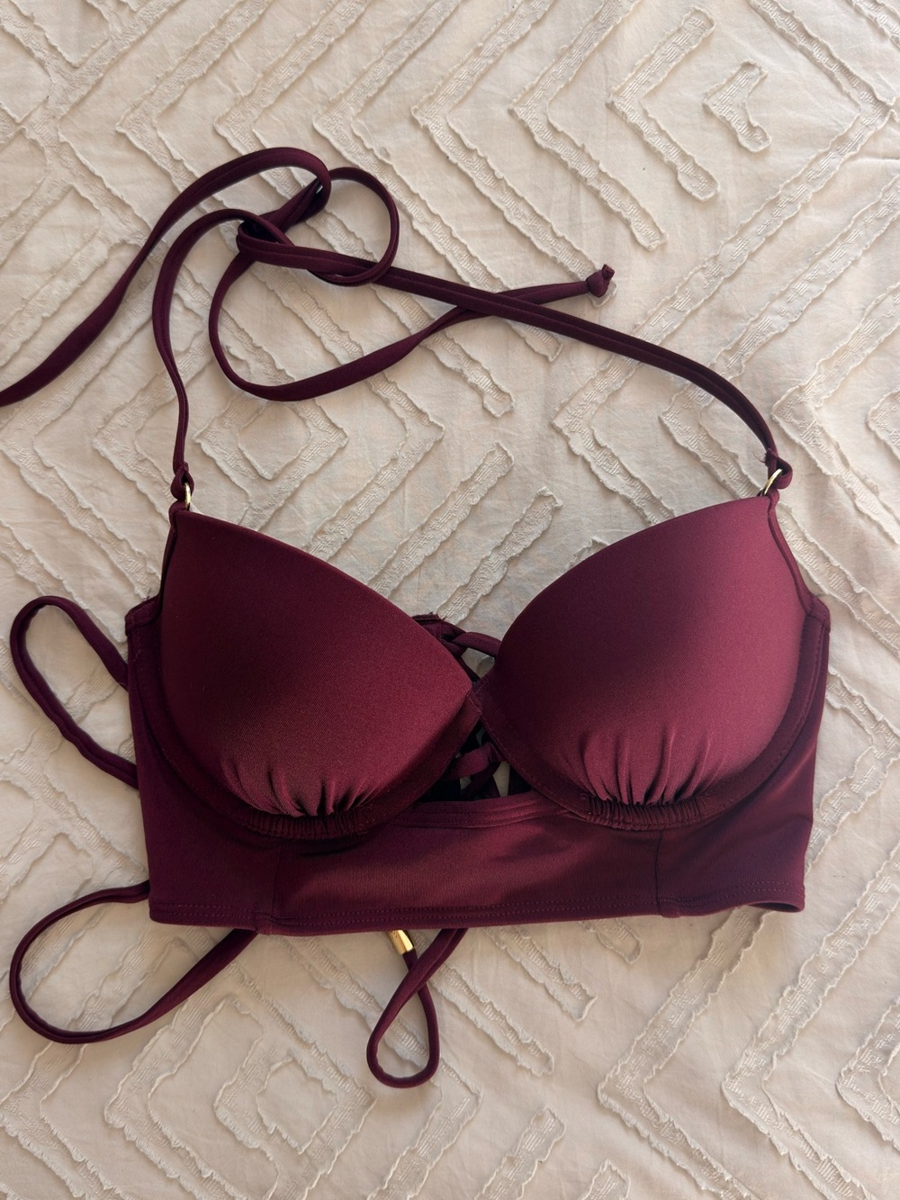 Abercrombie & Fitch Burgundy Lace-Up Swim Top